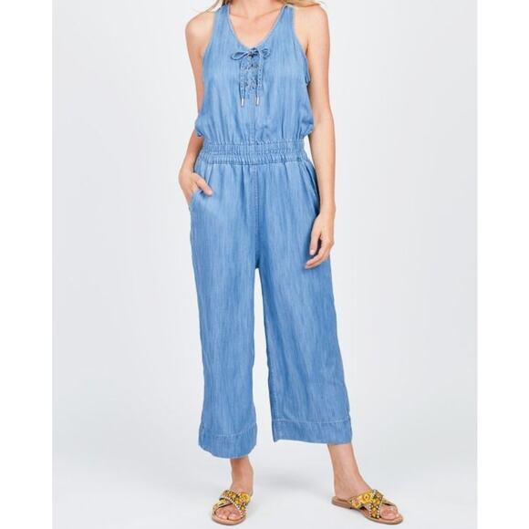 Calvin Klein Jeans Jumpsuit Women's Size S Chambray Denim Blue Casual Basics - Picture 1 of 10